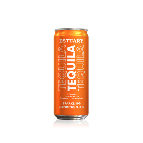 can of Estuary Tequila Sparkling Blending Elixir with orange packaging.