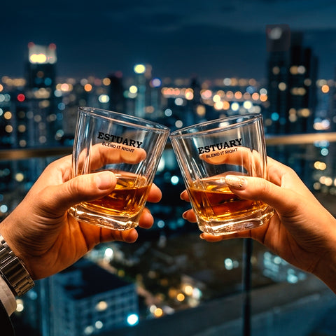 Estuary Premium Old Fashioned Crystal Whisky Glass - 300 ml