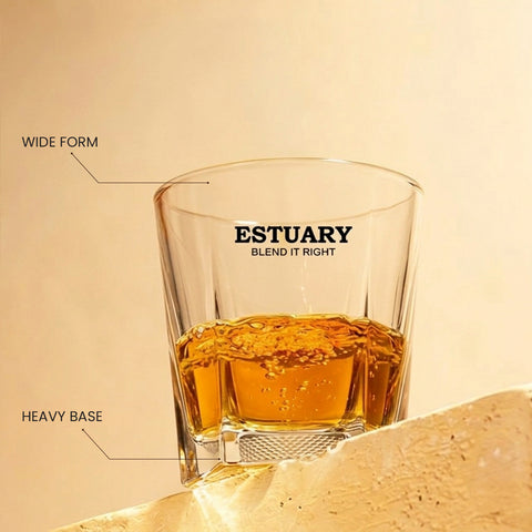 Estuary Premium Old Fashioned Crystal Whisky Glass - 300 ml
