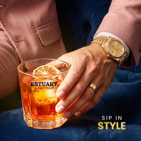 Estuary Premium Old Fashioned Crystal Whisky Glass - 300 ml